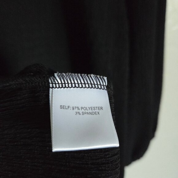 Rose + Olive Crinkle Puff Sleeve Tassel Tie Blouse V-Neck Black 2X Office Career - Picture 9 of 10